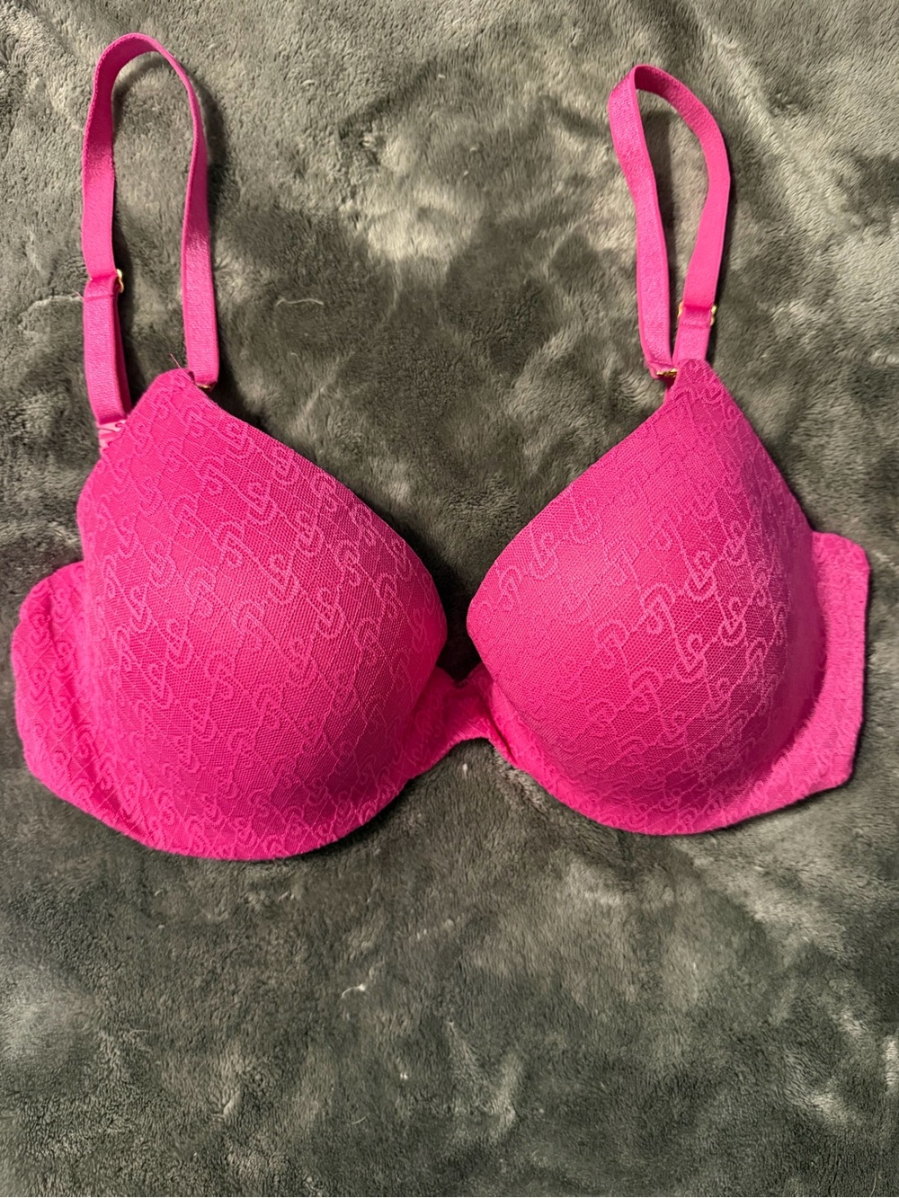Victoria's Secret Bright Pink Lace-Textured Molded Bra
